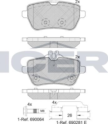 Icer 182076-400 - Гальмівні колодки, дискові гальма autocars.com.ua