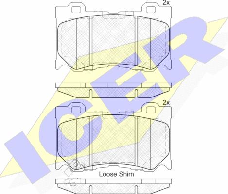 Icer 182089 - Тормозные колодки, дисковые, комплект avtokuzovplus.com.ua