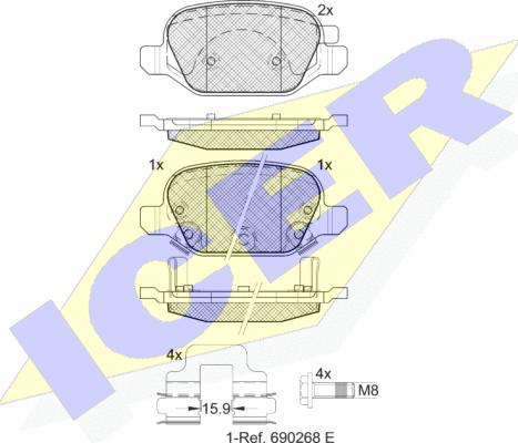 Icer 182128 - Гальмівні колодки, дискові гальма autocars.com.ua