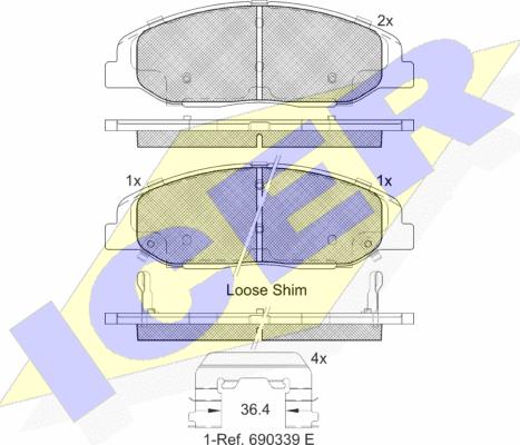 Icer 182141 - Гальмівні колодки, дискові гальма autocars.com.ua