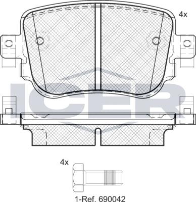 Icer 182152e1 - Гальмівні колодки, дискові гальма autocars.com.ua