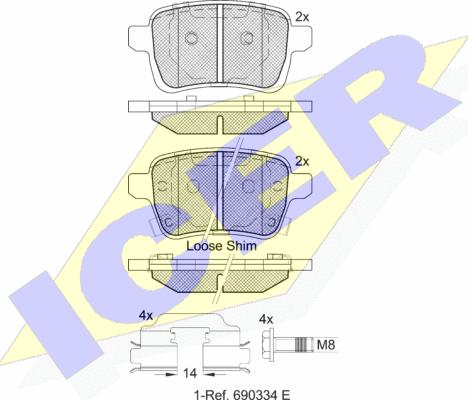 Icer 182170-203 - Тормозные колодки, дисковые, комплект avtokuzovplus.com.ua