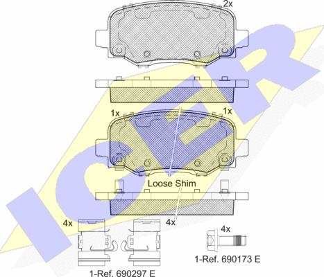 Icer 182176-203 - Гальмівні колодки, дискові гальма autocars.com.ua