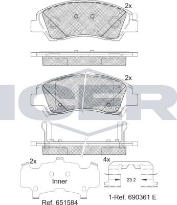 Icer 182178-233 - Гальмівні колодки, дискові гальма autocars.com.ua