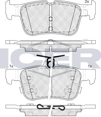 Icer 182198-208 - Гальмівні колодки, дискові гальма autocars.com.ua