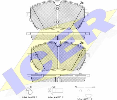 Icer 182227 - Тормозные колодки, дисковые, комплект autodnr.net