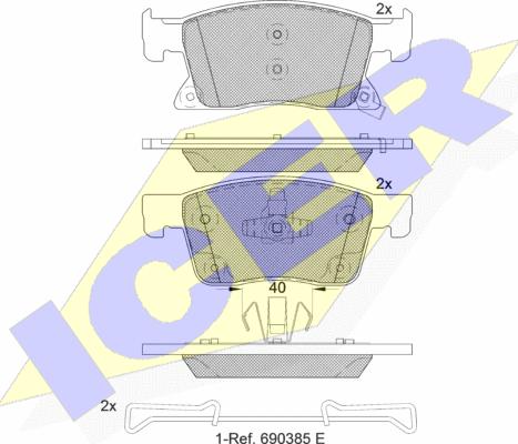 Icer 182245 - Гальмівні колодки, дискові гальма autocars.com.ua