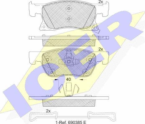 Icer 182246 - Тормозные колодки, дисковые, комплект avtokuzovplus.com.ua