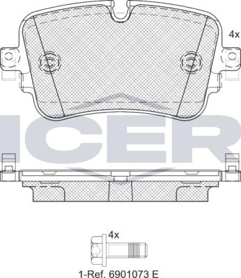 Icer 182248e1 - Тормозные колодки, дисковые, комплект avtokuzovplus.com.ua