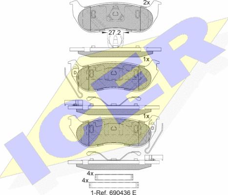 Icer 182255 - Тормозные колодки, дисковые, комплект autodnr.net