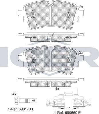 Icer 182256-208 - Тормозные колодки, дисковые, комплект avtokuzovplus.com.ua