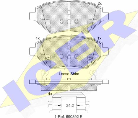 Icer 182261 - Тормозные колодки, дисковые, комплект avtokuzovplus.com.ua