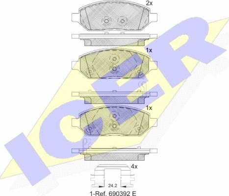 Icer 182264 - Гальмівні колодки, дискові гальма autocars.com.ua