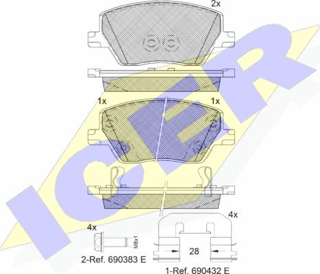 Icer 182275 - Тормозные колодки, дисковые, комплект avtokuzovplus.com.ua