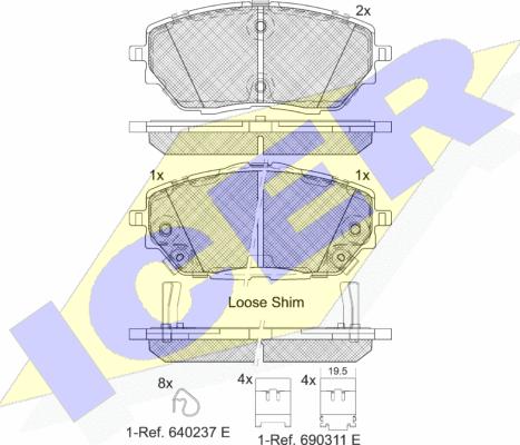 Icer 182287 - Гальмівні колодки, дискові гальма autocars.com.ua