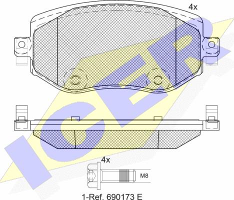 Icer 182292 - Гальмівні колодки, дискові гальма autocars.com.ua