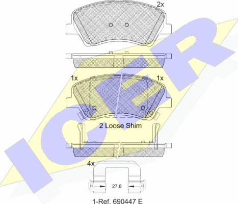 Icer 182298 - Тормозные колодки, дисковые, комплект avtokuzovplus.com.ua