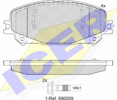 Icer 182304 - Гальмівні колодки, дискові гальма autocars.com.ua