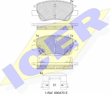 Icer 182311 - Гальмівні колодки, дискові гальма autocars.com.ua