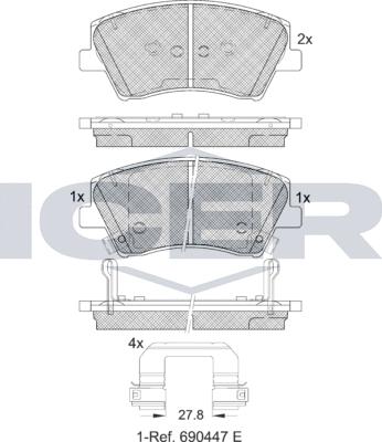 Icer 182314e1 - Тормозные колодки, дисковые, комплект autodnr.net