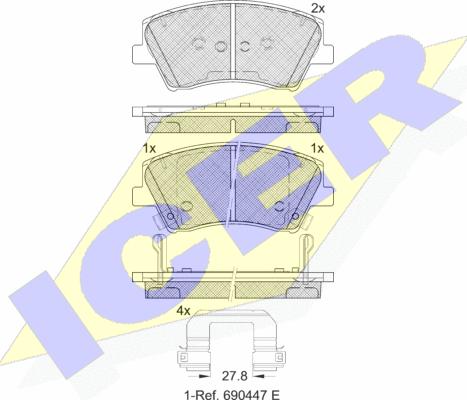 Icer 182314 - Тормозные колодки, дисковые, комплект avtokuzovplus.com.ua