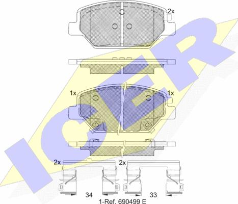 Icer 182317 - Гальмівні колодки, дискові гальма autocars.com.ua