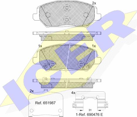 Icer 182320 - Тормозные колодки, дисковые, комплект avtokuzovplus.com.ua