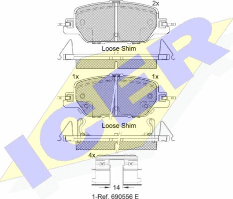 Icer 182323 - Комплект гальмівних колодок дискових autocars.com.ua