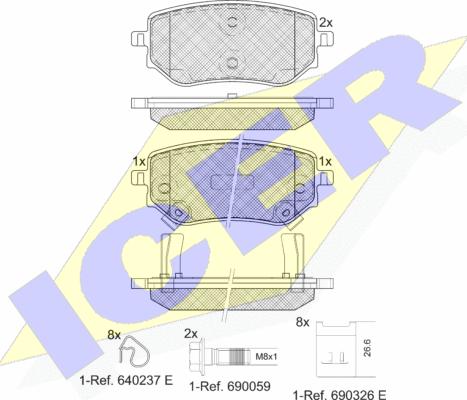 Icer 182343 - Гальмівні колодки, дискові гальма autocars.com.ua