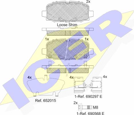 Icer 182345 - Тормозные колодки, дисковые, комплект avtokuzovplus.com.ua