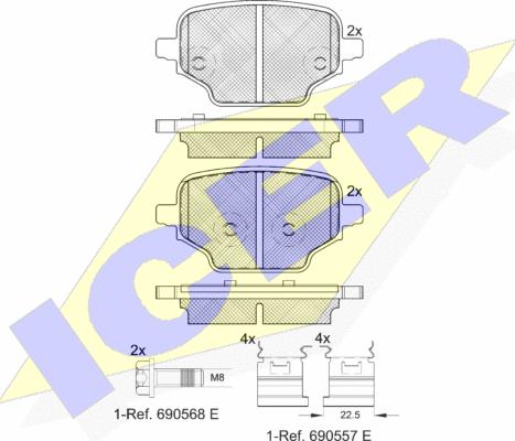 Icer 182347 - Тормозные колодки, дисковые, комплект avtokuzovplus.com.ua