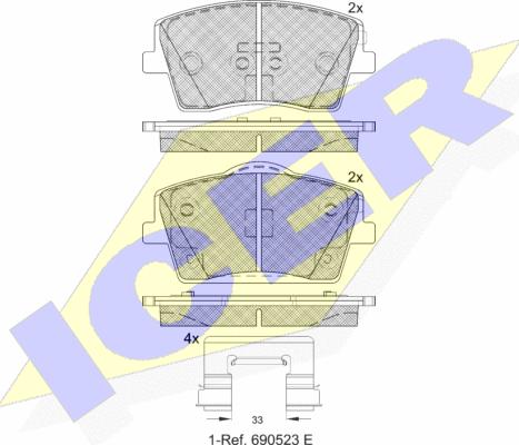 Icer 182354 - Гальмівні колодки, дискові гальма autocars.com.ua