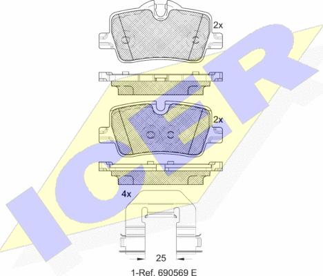 Icer 182360 - Гальмівні колодки, дискові гальма autocars.com.ua