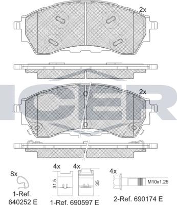 Icer 182382 - Гальмівні колодки, дискові гальма autocars.com.ua