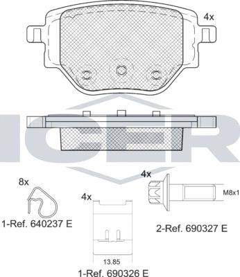 Icer 182384 - Гальмівні колодки, дискові гальма autocars.com.ua