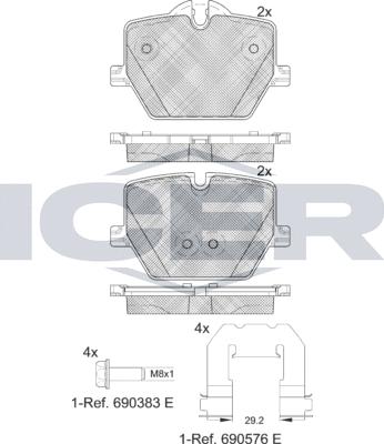 Icer 182386 - Гальмівні колодки, дискові гальма autocars.com.ua