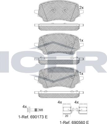 Icer 182400 - Тормозные колодки, дисковые, комплект avtokuzovplus.com.ua