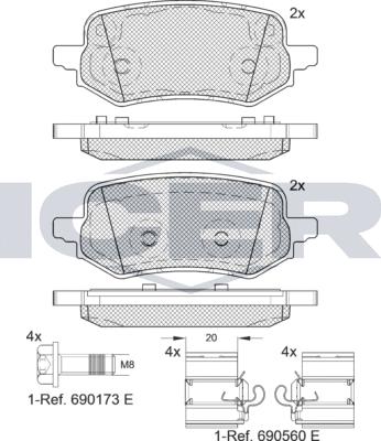 Icer 182405 - Тормозные колодки, дисковые, комплект avtokuzovplus.com.ua