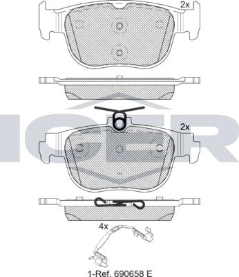 Icer 182408 - Тормозные колодки, дисковые, комплект avtokuzovplus.com.ua