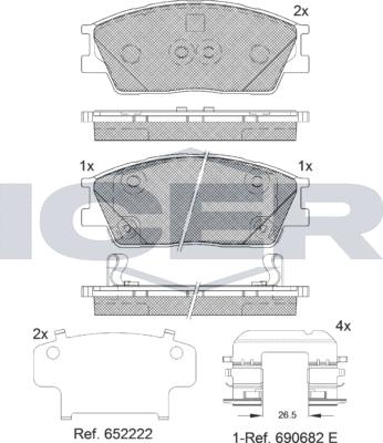 Icer 182414-203 - Гальмівні колодки, дискові гальма autocars.com.ua