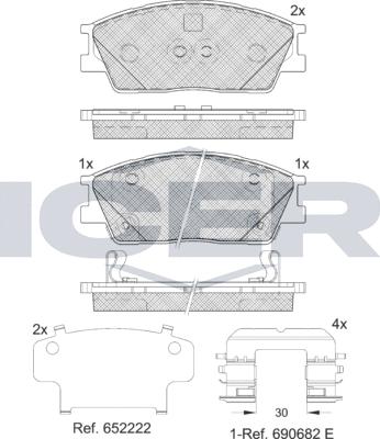 Icer 182414 - Гальмівні колодки, дискові гальма autocars.com.ua