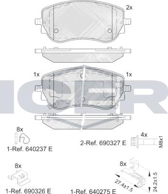 Icer 182427-208 - Гальмівні колодки, дискові гальма autocars.com.ua