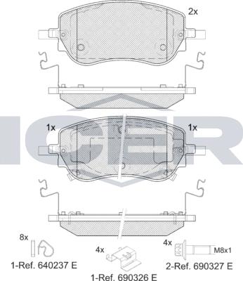 Icer 182427 - Гальмівні колодки, дискові гальма autocars.com.ua