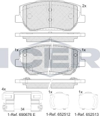 Icer 182441 - Гальмівні колодки, дискові гальма autocars.com.ua