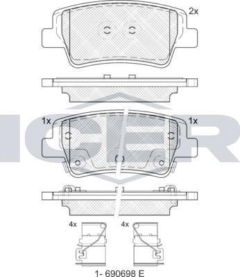 Icer 182471 - Тормозные колодки, дисковые, комплект avtokuzovplus.com.ua