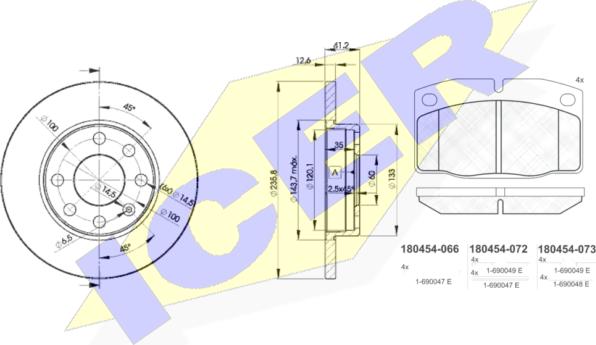 Icer 30454-1240 - Комплект гальм, дисковий гальмівний механізм autocars.com.ua