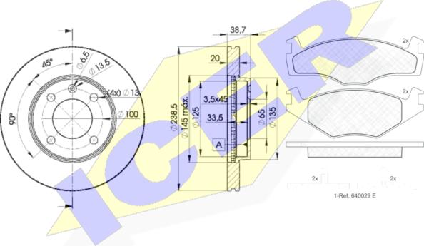 Icer 30459-3975 - Комплект гальм, дисковий гальмівний механізм autocars.com.ua