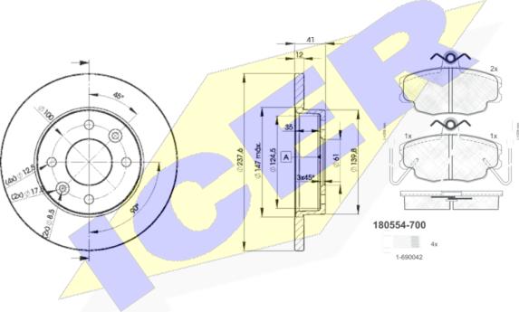 Icer 30554-4705 - Дисковый тормозной механизм, комплект avtokuzovplus.com.ua