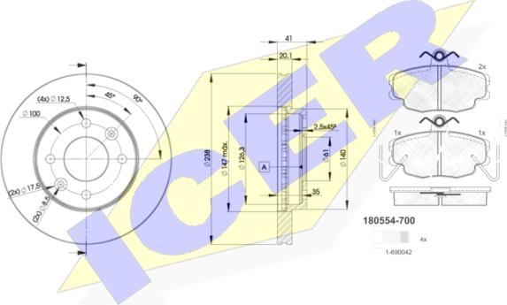 Icer 30554-6572 - Комплект гальм, дисковий гальмівний механізм autocars.com.ua