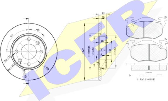 Icer 30633-4689 - Комплект гальм, дисковий гальмівний механізм autocars.com.ua